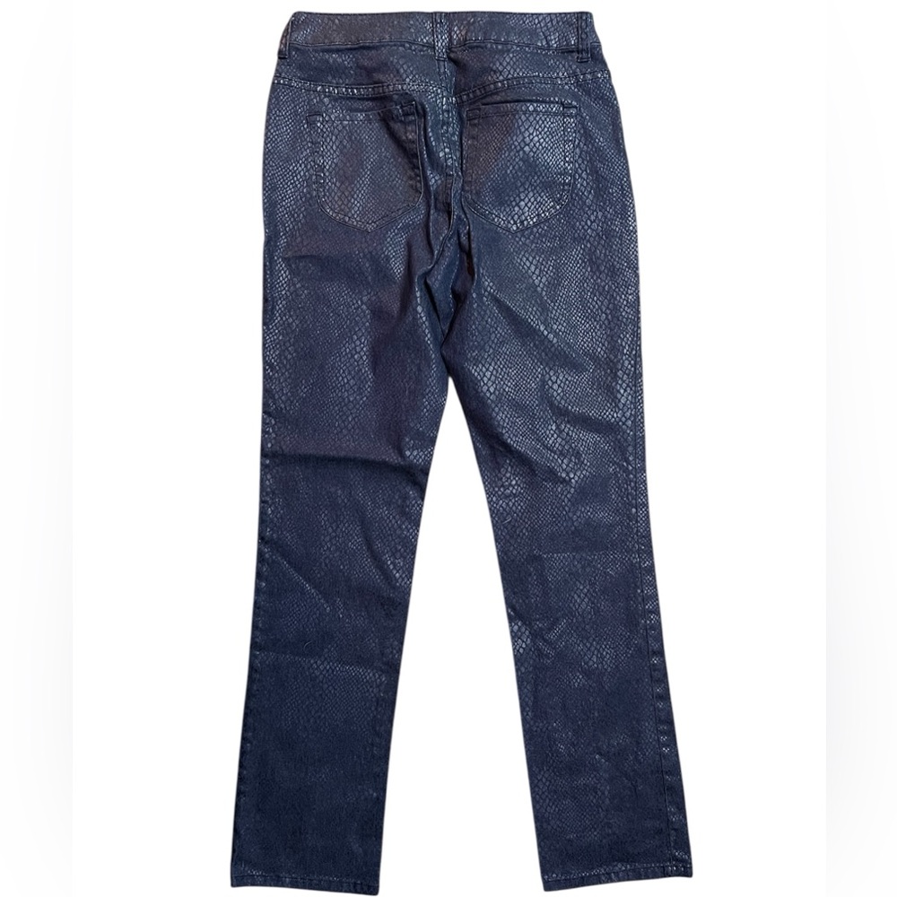 Chicos Platinum Denim Blue Snakeskin Print Jeans - Picture 4 of 6